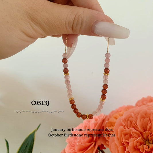 Custom Birthstone Morse Code Bracelet