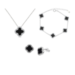 Black Onyx Clover Jewelry Set - camillaboutiqueshop