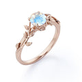 4 Prong Leaf Round Cut Moonstone Ring - Camillaboutiqueco