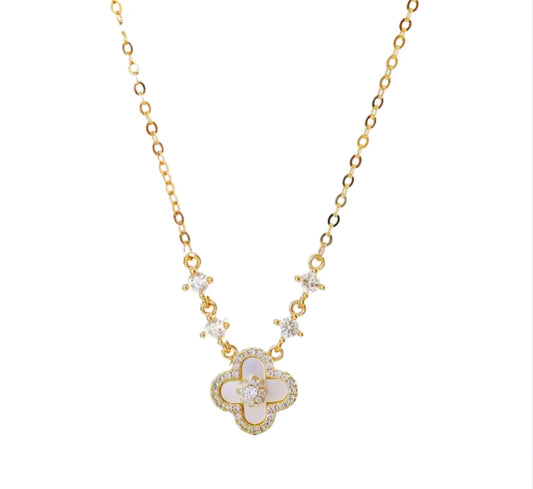 Sparkle Sakura Clover Necklace