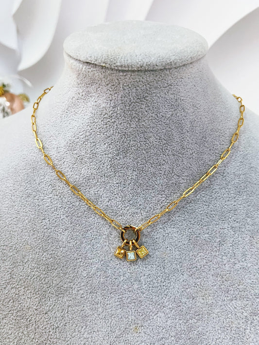 3 Birthstone Charms Necklace - camillajewelry