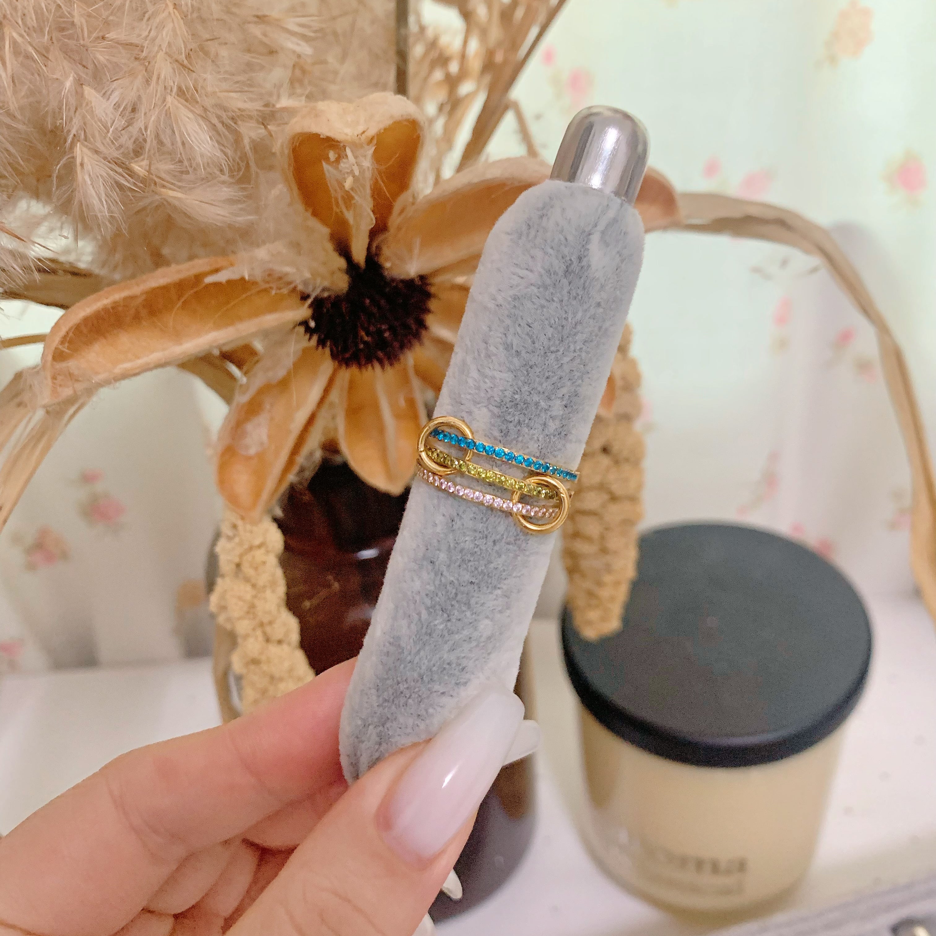 Gold Triple Birthstone Band Stackable Rings - camillaboutiqueshop