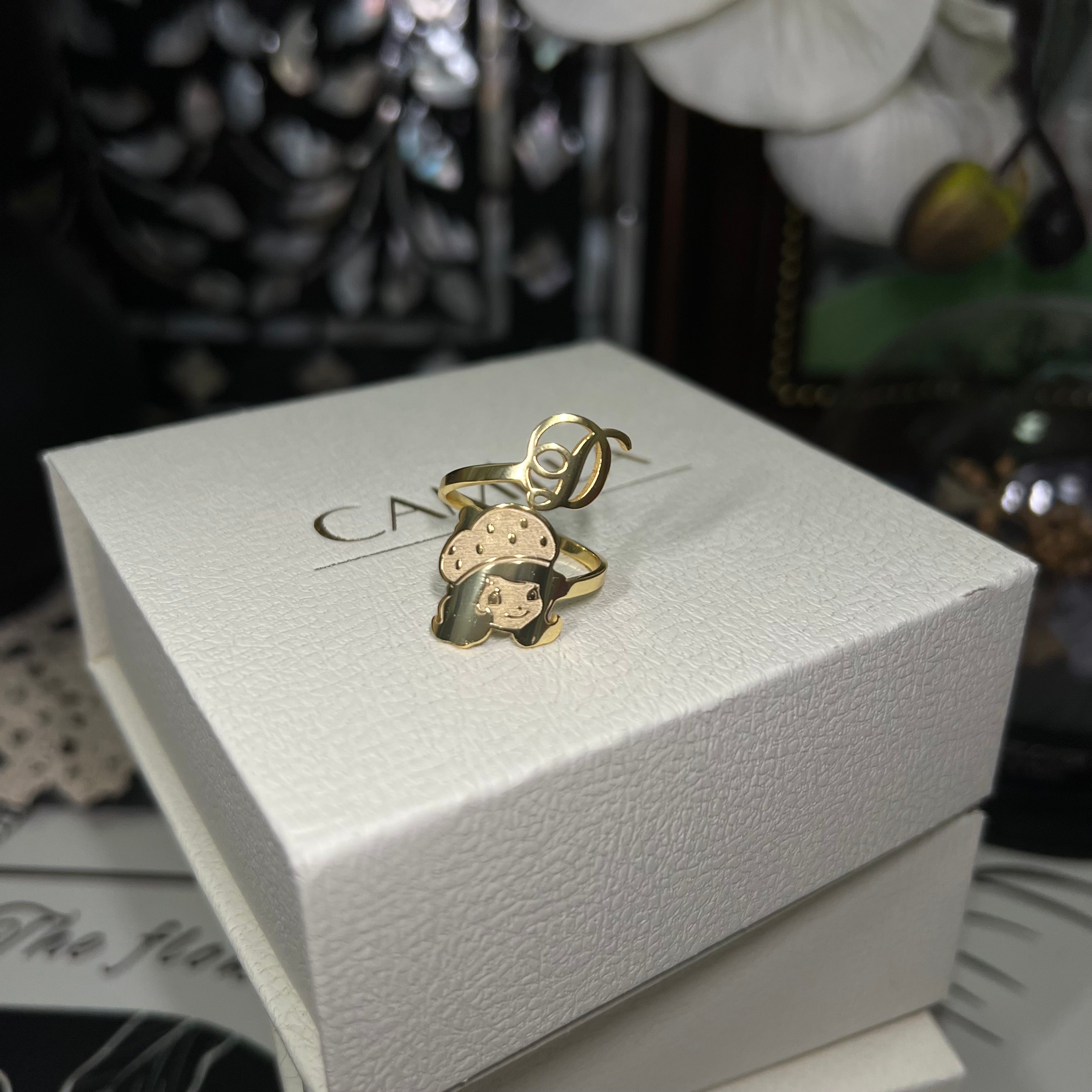 Initial Strawberry Shortcake Sterling Silver Ring