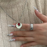 Heart token with birthstone necklace - camillaboutiqueshop