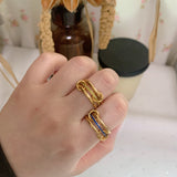Gold Halo Birthstone Interlock Stacking Ring - camillaboutiqueshop