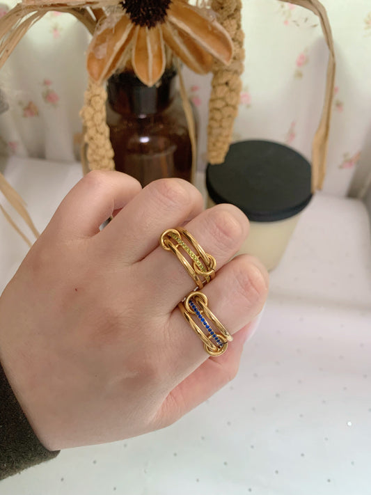  Halo Birthstone Interlock Stacking Ring - Camillajewelry