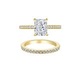 Tiny Radiant Cut Wedding Ring Set