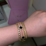 Ensemble de bijoux en onyx noir et trèfle