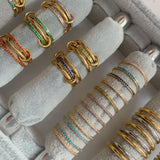 Gold Halo Birthstone Interlock Stacking Ring - camillaboutiqueshop