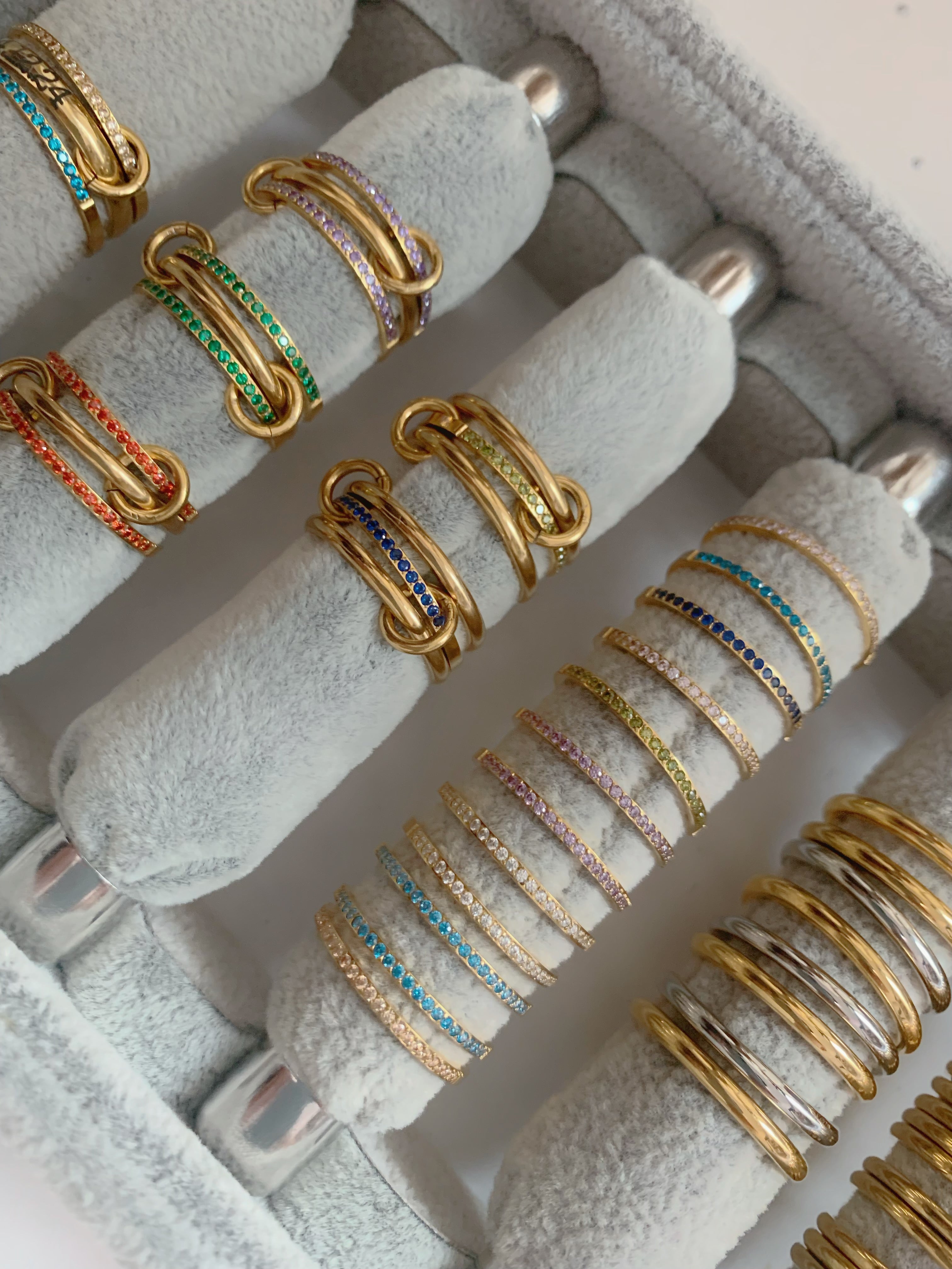  Halo Birthstone Interlock Stacking Ring - Camillajewelry