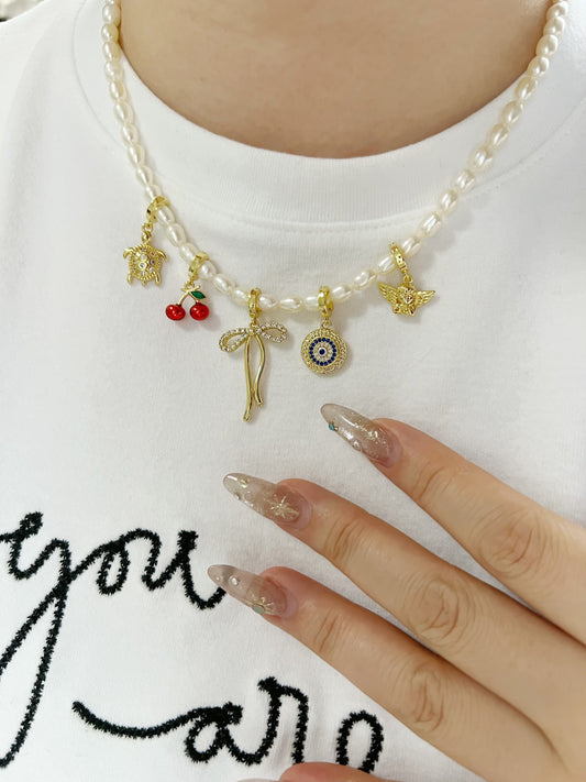 Basic Pearl  Charm Necklace