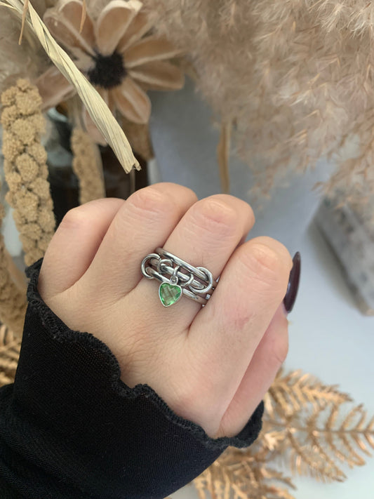 Alex Birthstone Charm Interlock Stacking Ring