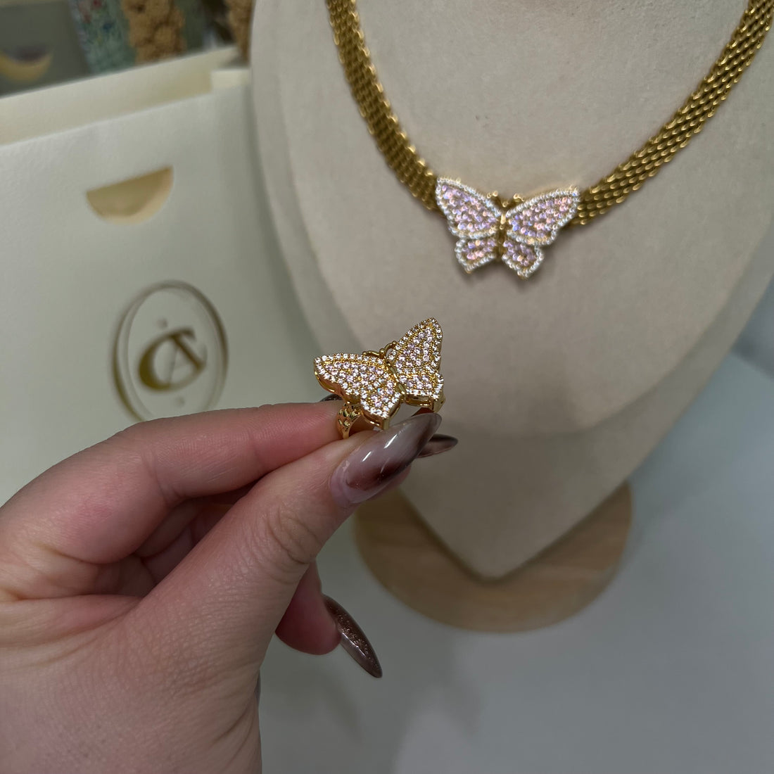 Custom Pink Butterfly Rolex Ring