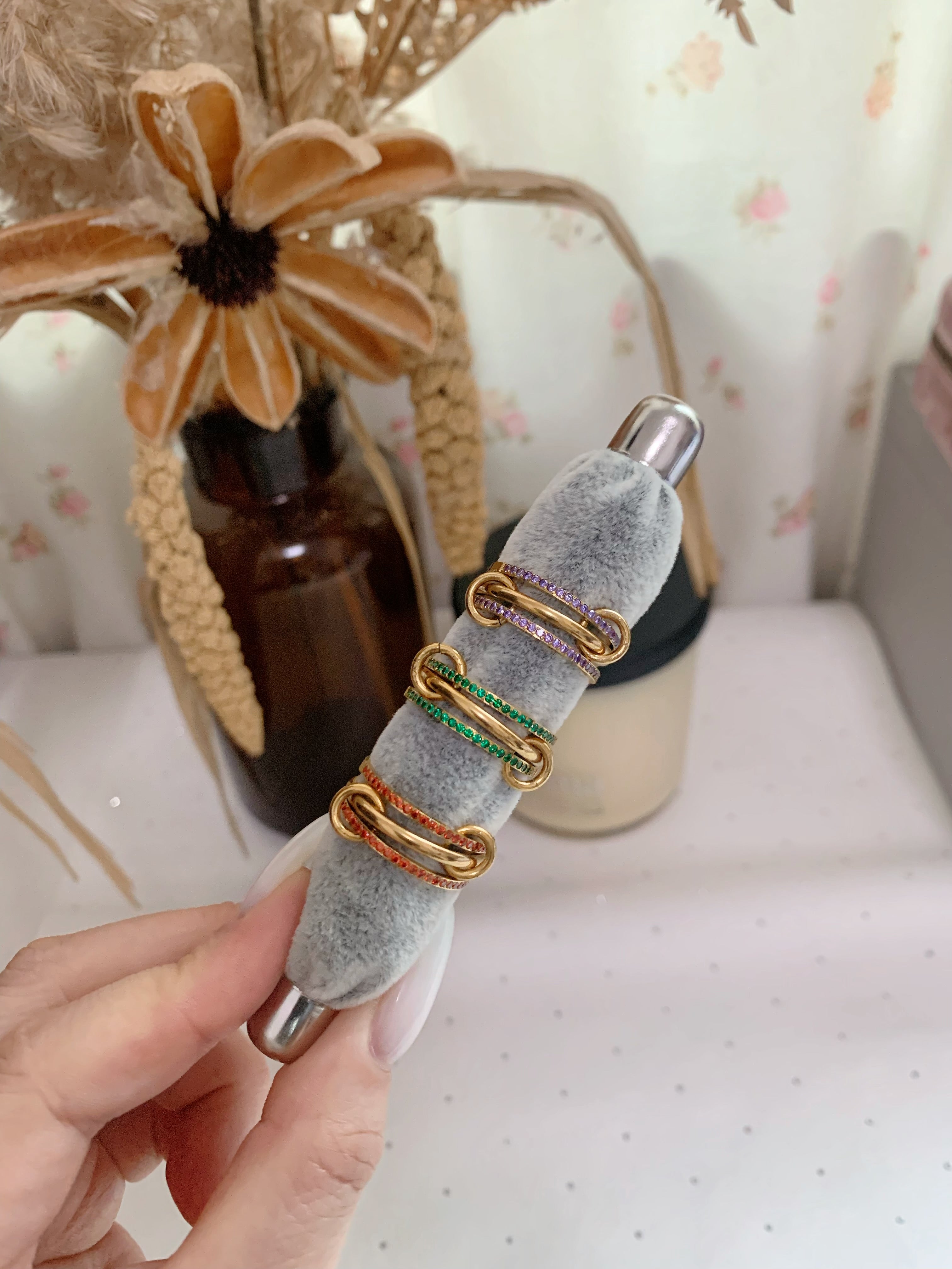 Double Birthstone Band Stackable Rings - camillaboutiqueshop