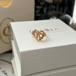 Flower Heart Initial Sterling Silver Ring - camillaboutiqueshop
