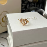 Flower Heart Initial Sterling Silver Ring - camillaboutiqueshop