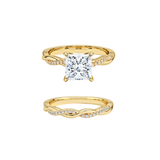 'FOREVER LOVE' PRINCESS MOISSANITE RING SET 2CT - GOLD