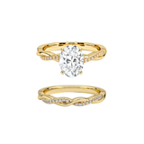 'FOREVER LOVE' OVAL MOISSANITE RING SET 2CT - GOLD