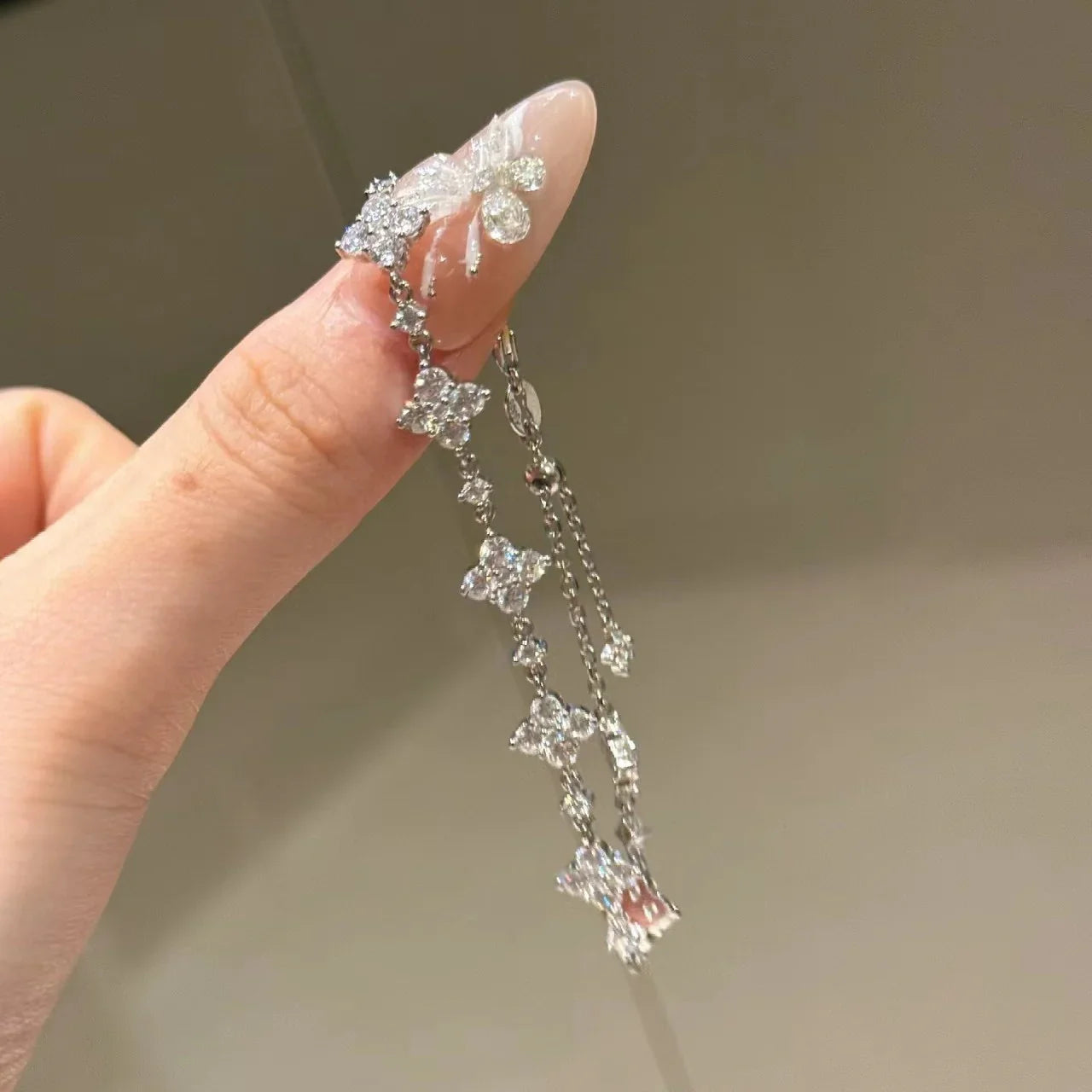 925 silver four-leaf full diamond flower bracelet - Camillaboutiqueshop