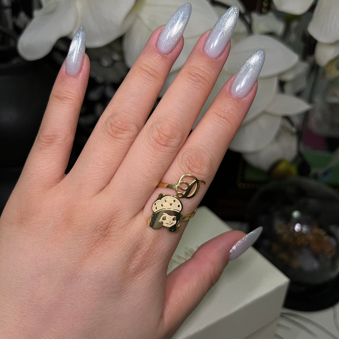 Initial Strawberry Shortcake Sterling Silver Ring