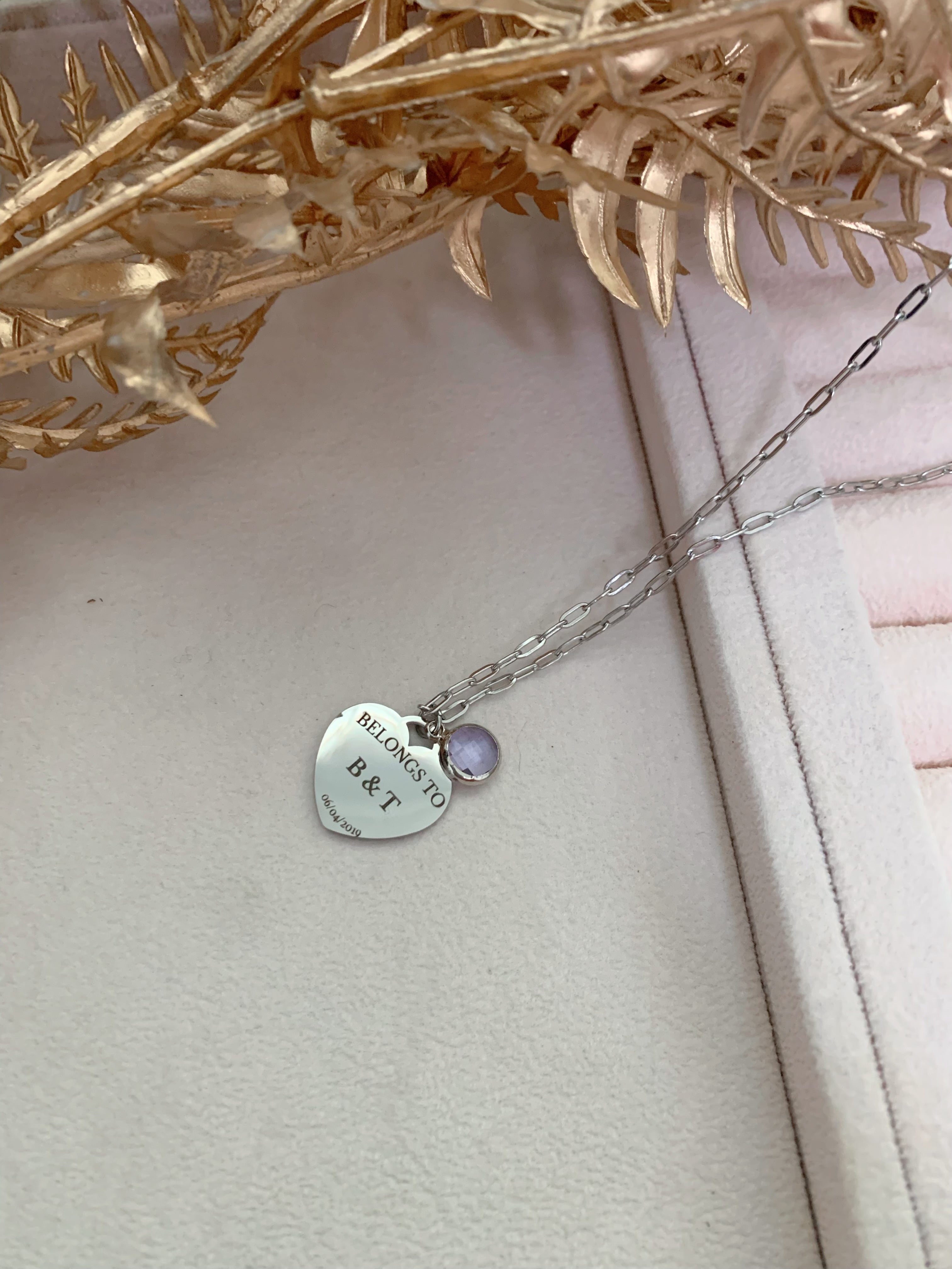 Heart token with birthstone necklace - camillaboutiqueshop