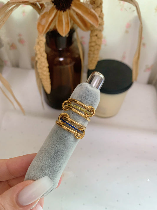  Halo Birthstone Interlock Stacking Ring - Camillajewelry