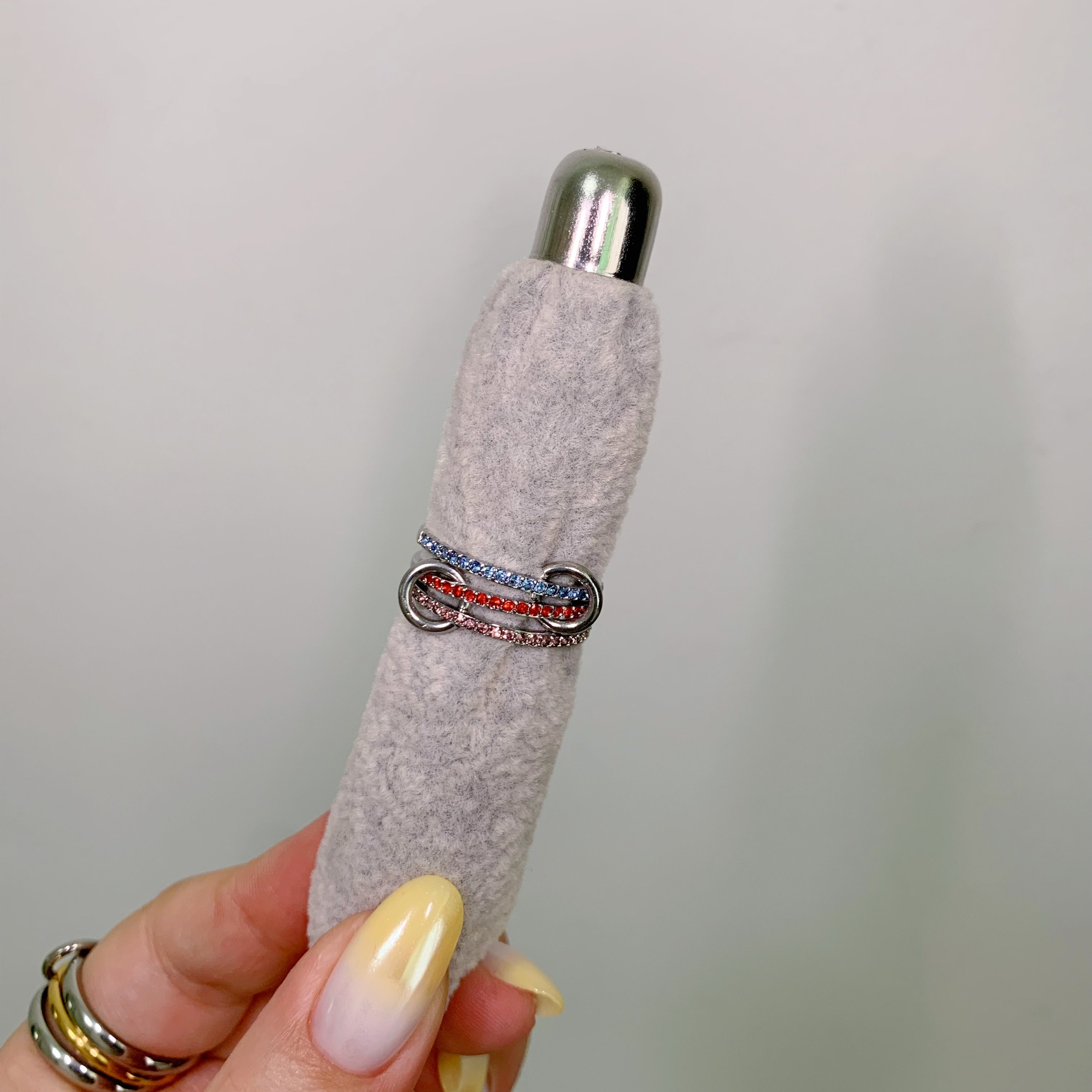 Silver Triple Birthstone Band Stackable Rings - camillaboutiqueshop