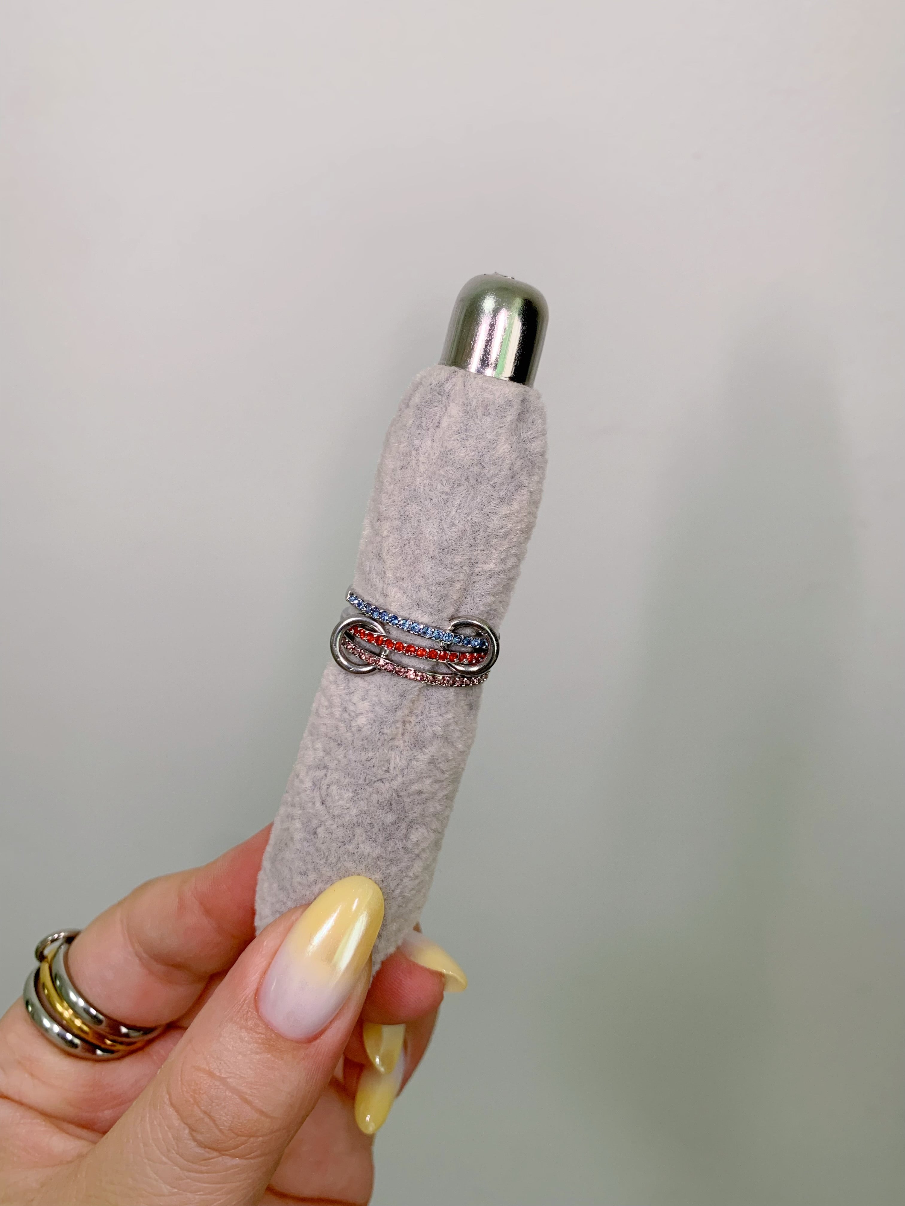 Silver Triple Birthstone Band Stackable Rings