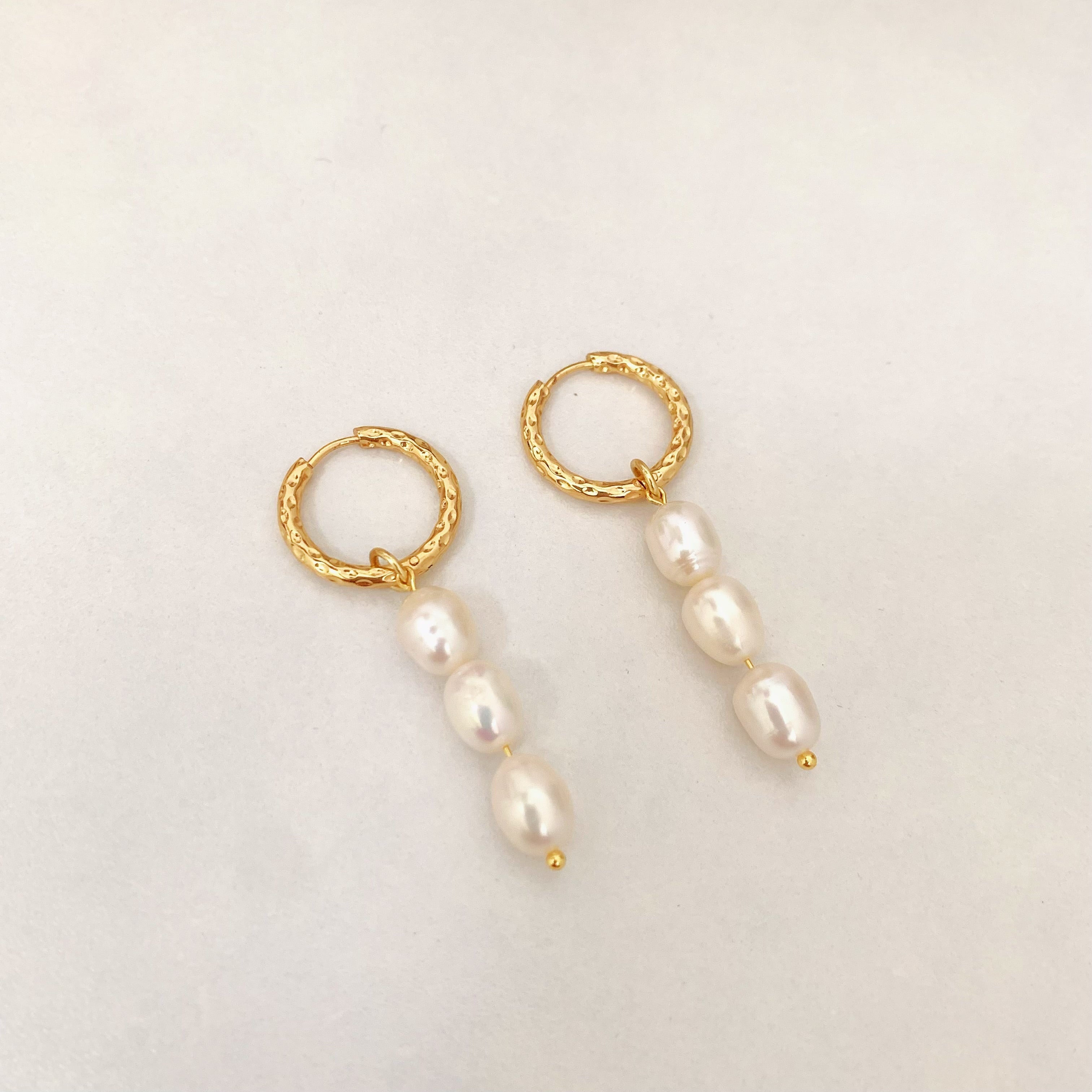 Pearl Drop Hoop Earrings