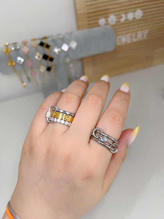 Silver solitaire stacking birthstone ring