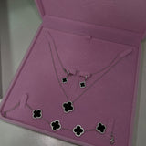 Luxe Black Onyx Clover Jewelry Set