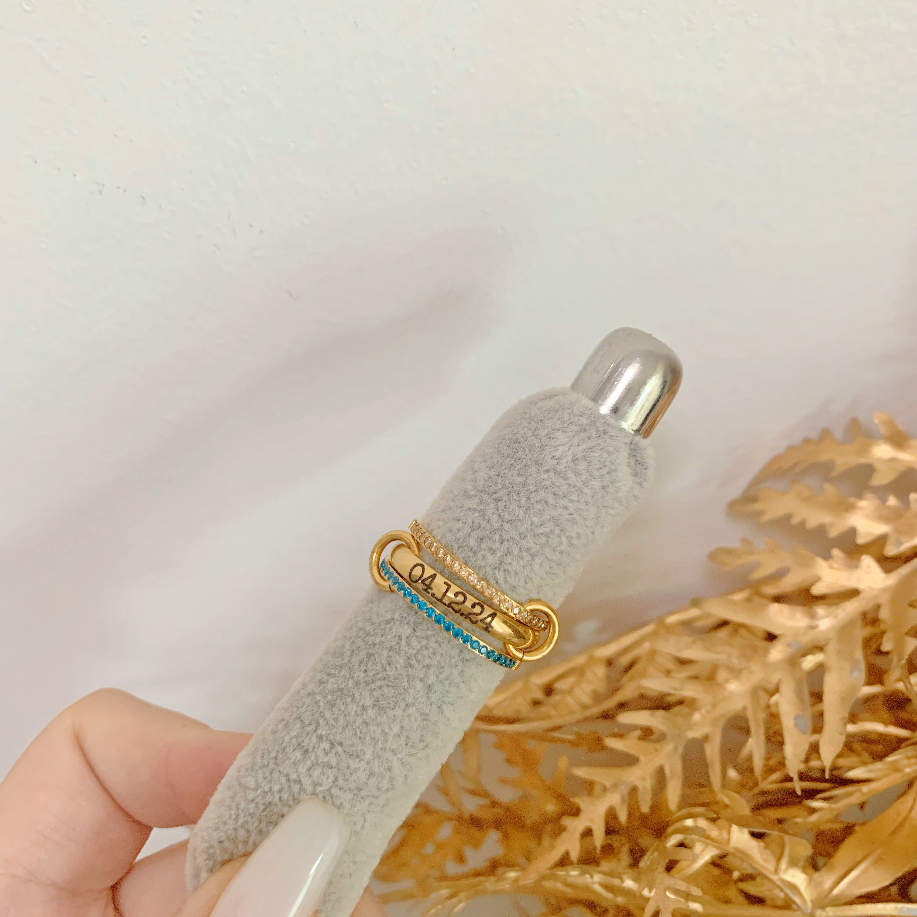 Birthstone Stackable Rings With Custom Name - camillaboutiqueshop