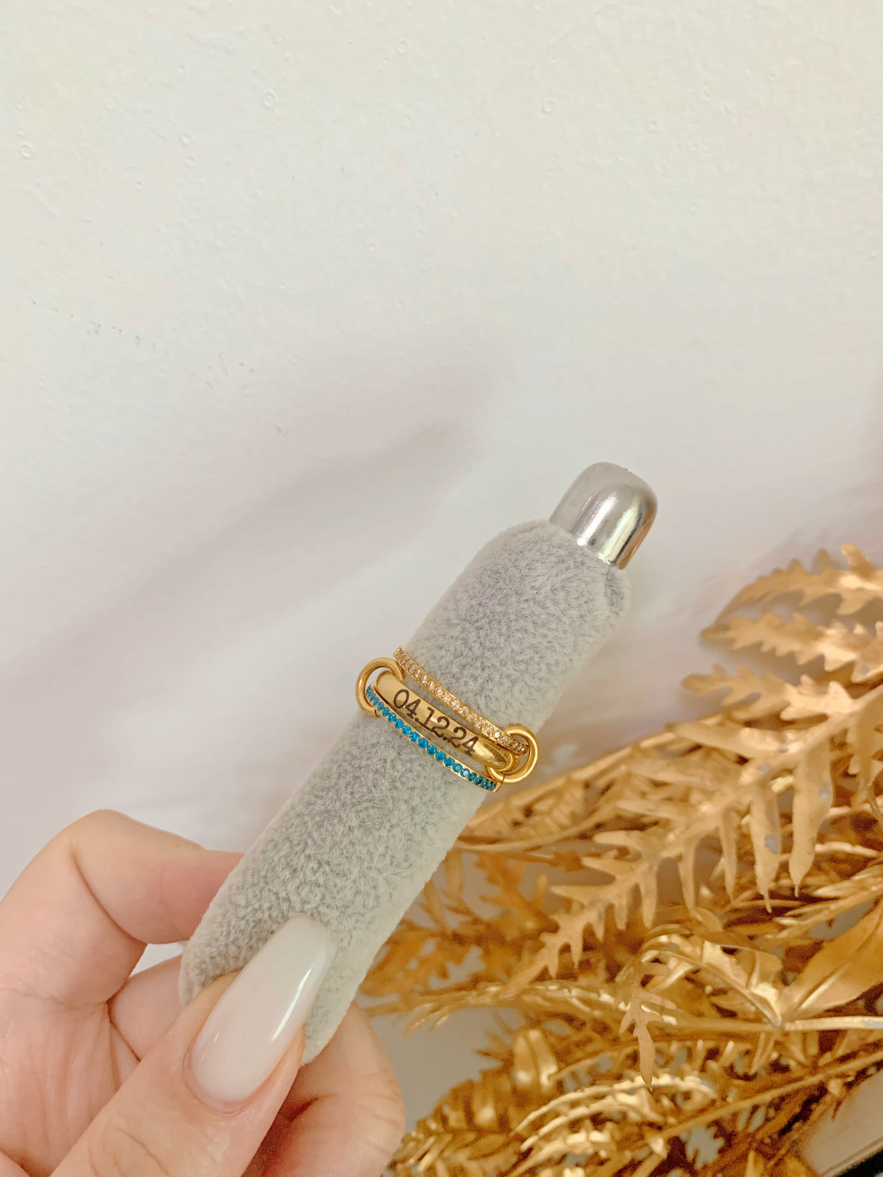 Birthstone Stackable Rings With Custom Name - camillaboutiqueshop