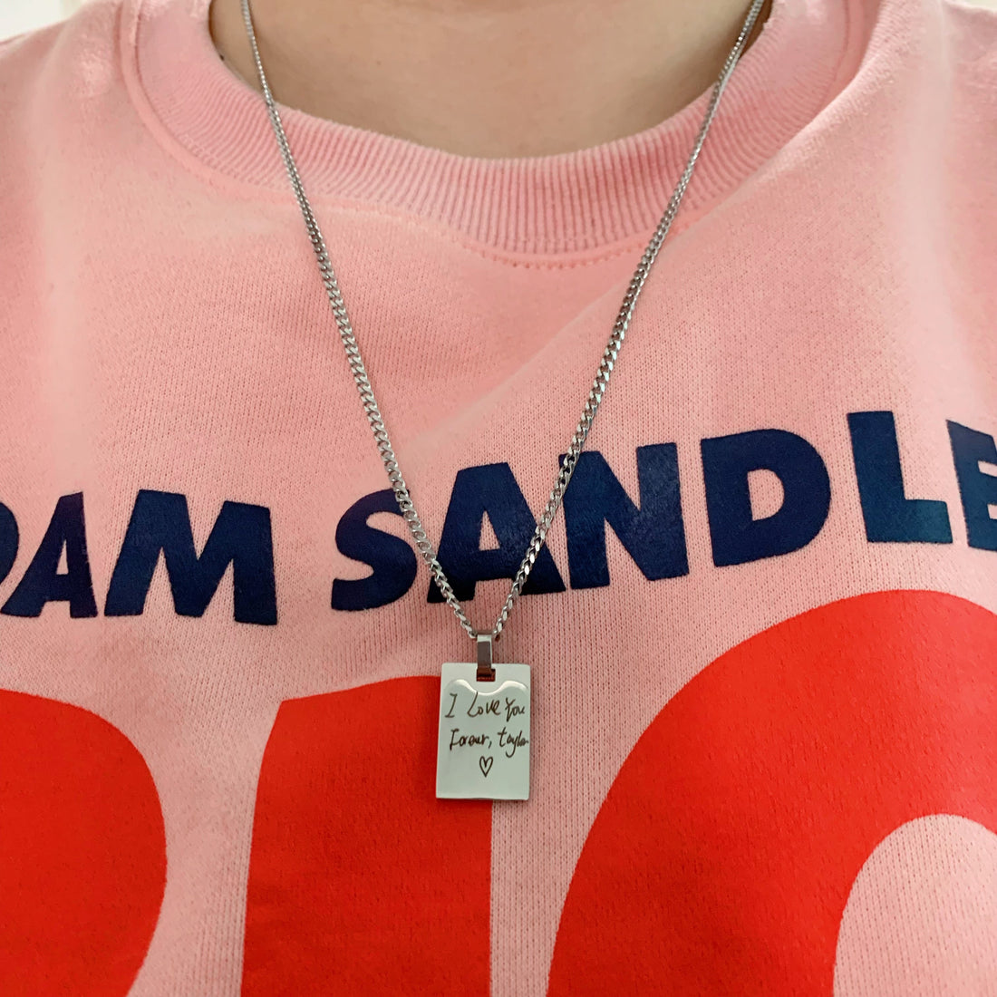 Handwriting Rectangle Engraved Necklace
