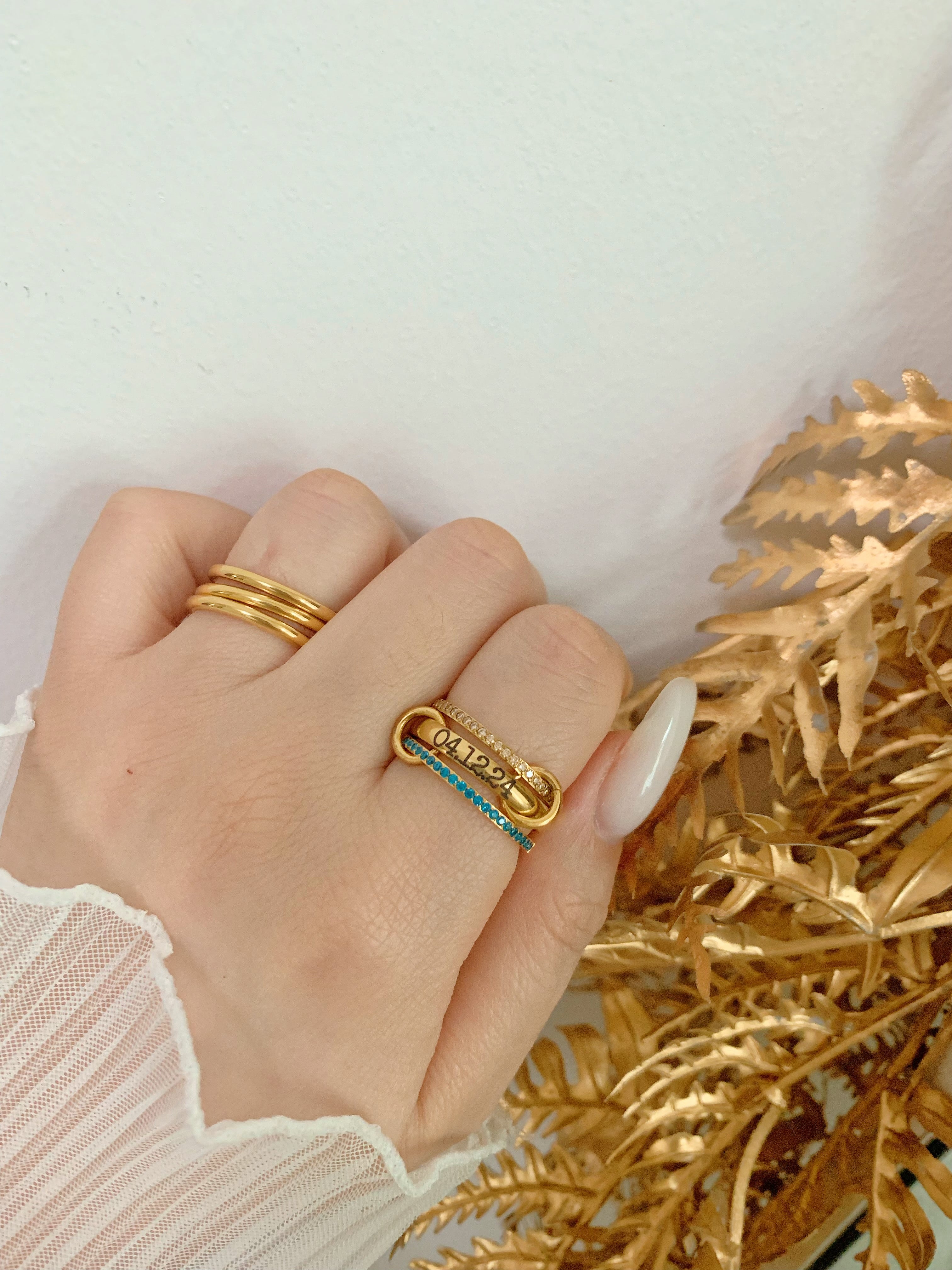 Birthstone Stackable Rings With Custom Name - camillaboutiqueshop