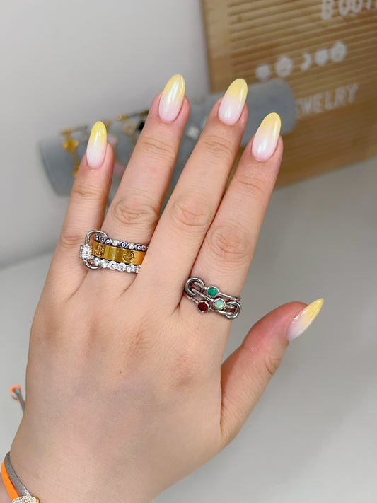 Silver Triple solitaire stacking birthstone ring