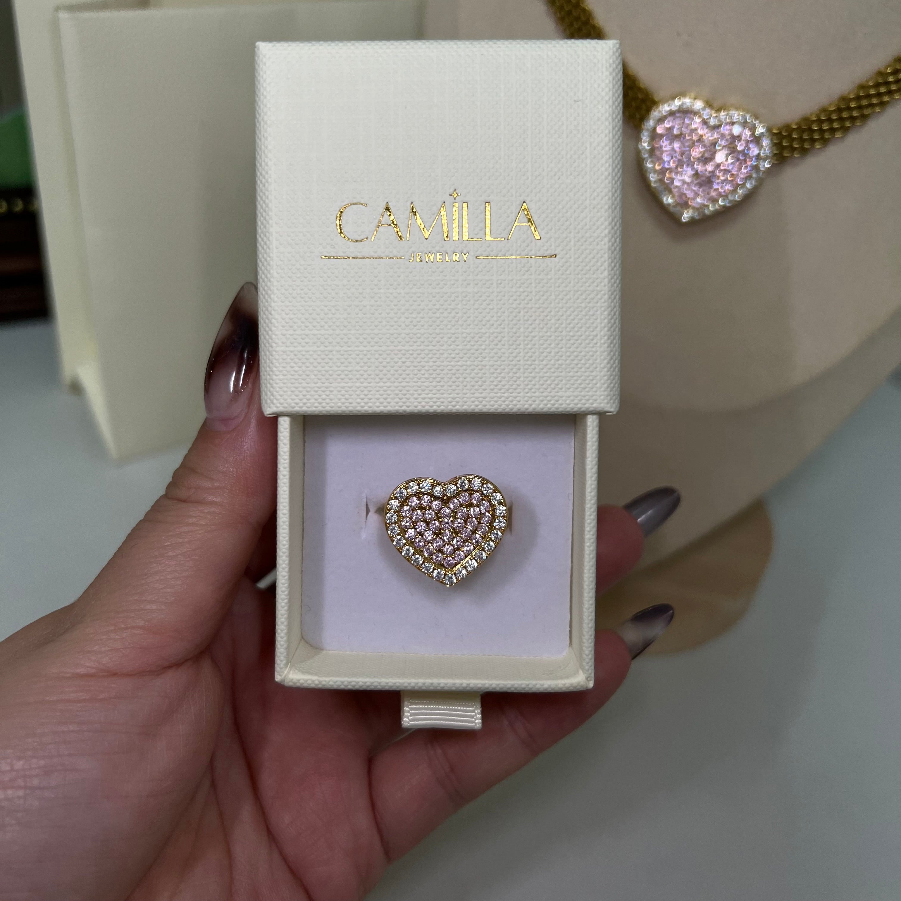 Custom Heart Pink Rolex Ring -camillaboutiqueshop