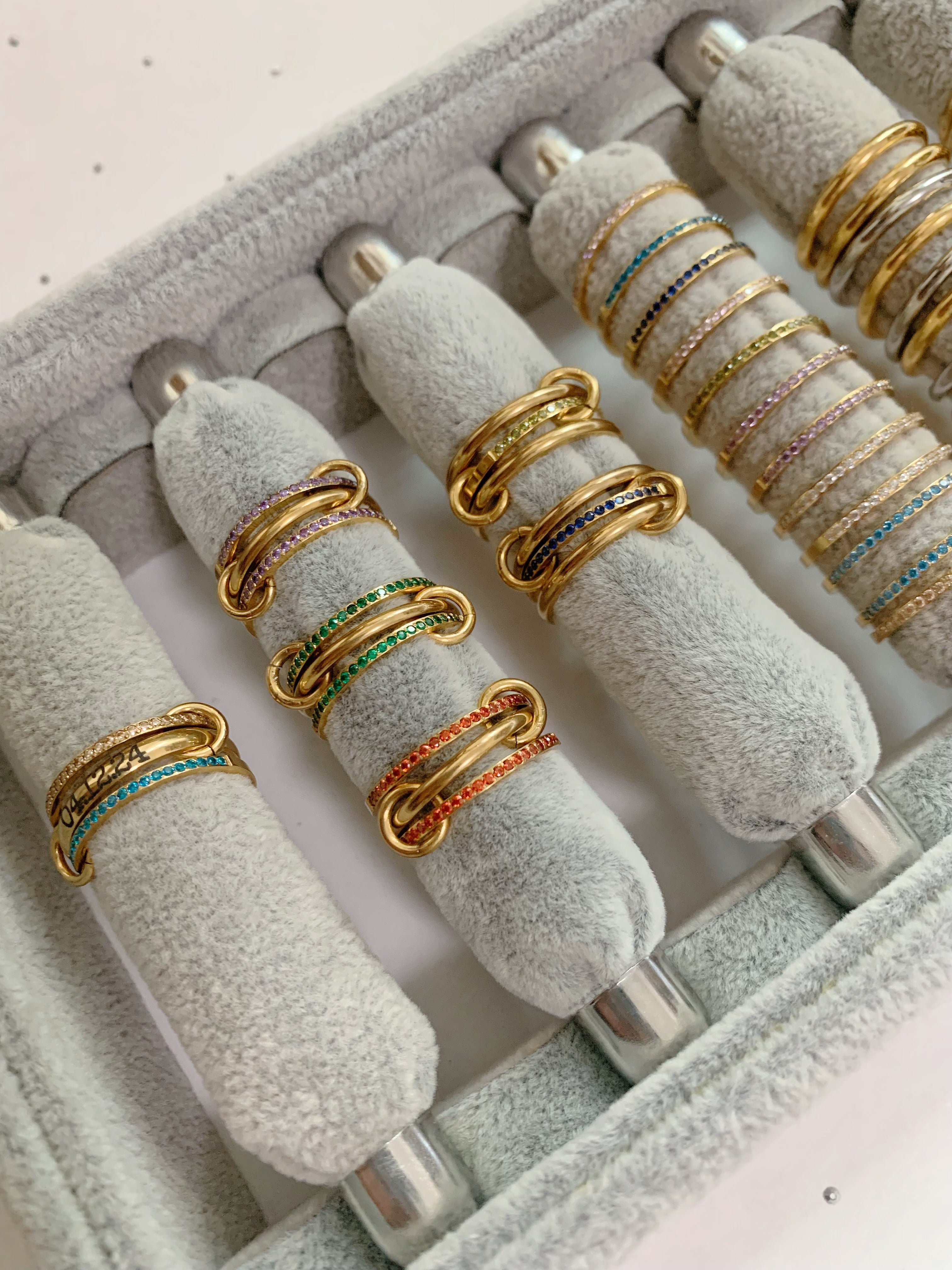 Double Birthstone Band Stackable Rings - camillaboutiqueshop