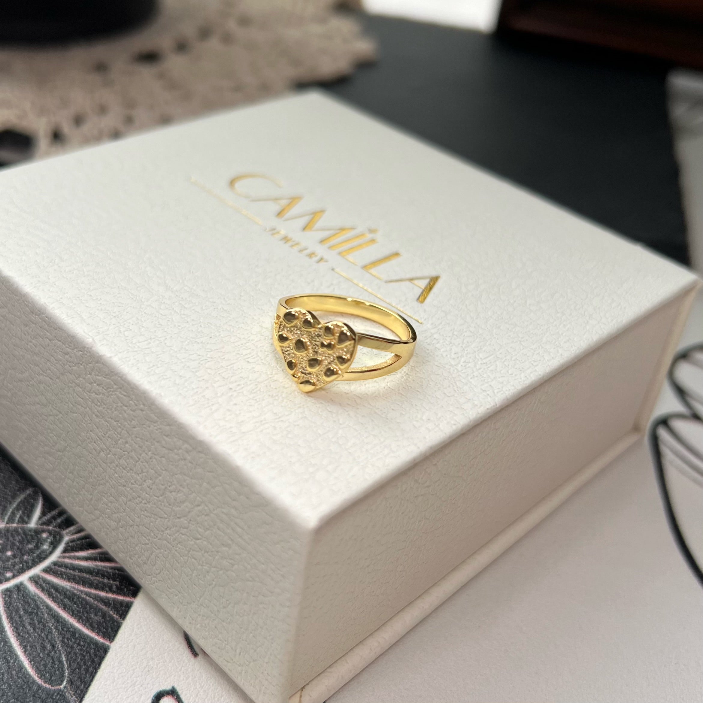 Heart Nugget Sterling Silver Ring
