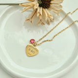 Heart token with birthstone necklace - camillaboutiqueshop