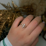 "Luminous Reverie"Marquise Moissanite Leafy Ring Set