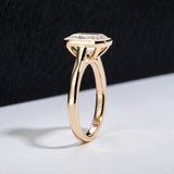 "Lover" Bezel Emerald Cut Moissanite Ring - 3ct