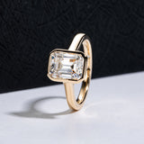 "Lover" Bezel Emerald Cut Moissanite Ring - 3ct