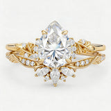 "Blossom Cluster" Pear Moissanite Bridal Set-1.25ct