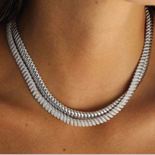Pave Golden Wave Tennis Necklace -camillaboutiqueshop