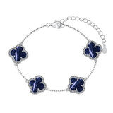 Classic Sterling Silver Diamond clover Bracelet