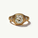 "Vintage Beloved"Old Mine Cut Moissanite Ring-3ct