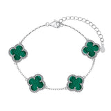 Classic Sterling Silver Diamond clover Bracelet
