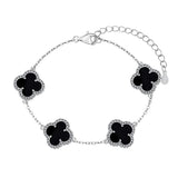Classic Sterling Silver Diamond clover Bracelet