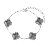 Classic Sterling Silver Diamond clover Bracelet